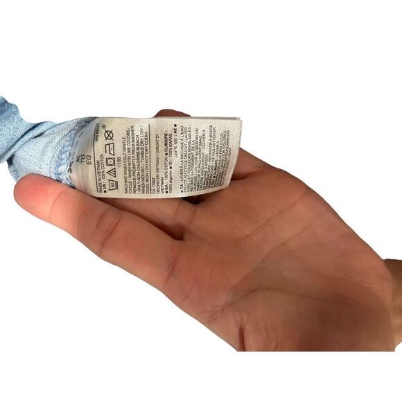 Old Navy Surplice Ruffle Cap Sleeve Cropped Cotton Chambray Jumpsuit Blue Sz XL - Picture 7 of 12